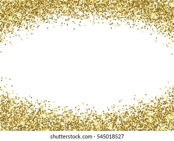 Vector gold glitter confetti pattern on white background. Shine premium wallpaper for vip greeting card.