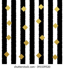 Vector Gold glitter dots seamless pattern with stripe background.