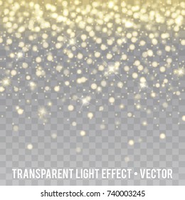 Vector Gold Glitter Effect Transparent Background. Star Dust Sparks.