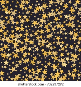 Vector gold glitter Magical light with stars on a Dark background