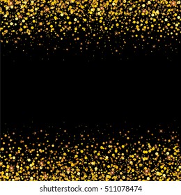 Vector gold glitter particles background effect for luxury greeting rich card.Golden grainy abstract texture.
