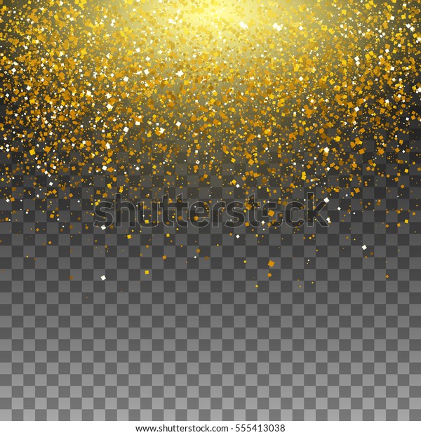 高級グリーティングリッチカード用のベクター金色の輝きのパーティクル背景エフェクト きらめくテクスチャー 透明な背景に星 の粉が爆発して散る のベクター画像素材 ロイヤリティフリー