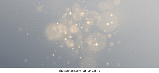 Vetor ouro brilho, brilho, poeira, bokeh, partículas efeito de fundo. Efeito de luz brilhante com brilho no fundo transparente. Efeito de luz de Natal
