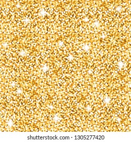 Vector gold glitter sparkle seamless shimmer pattern. Shining texture background 