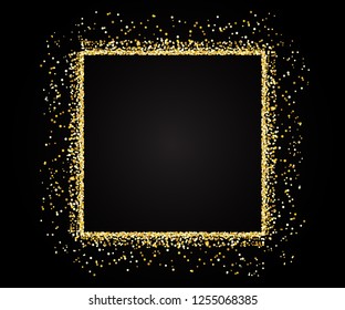 VECTOR GOLD GLITTER SQUARE FRAME