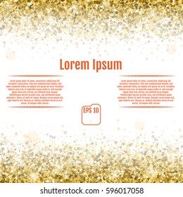 Vector gold glitter and stars abstract background