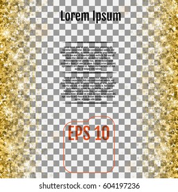 Vector gold glitter and stars abstract background. Vector illustration on a transparent background.