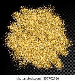 Vector gold glitter texture. Golden sparkles on transparent background