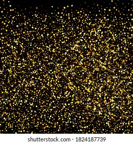 
Vector gold glitter texture, stardust on a black background. Design element