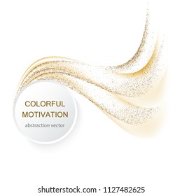 Vector gold glitter wave abstract background, golden sparkles on white background, vip design template