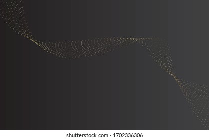 vector gold glitter wave abstract background, golden sparkles on black background, Gold glitter card design. vector illustration vip design template.