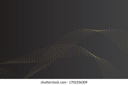 vector gold glitter wave abstract background, golden sparkles on black background, Gold glitter card design. vector illustration vip design template.