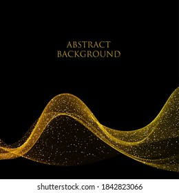 Vector gold glitter wave abstract background, gold sparkles on white background, vip design template