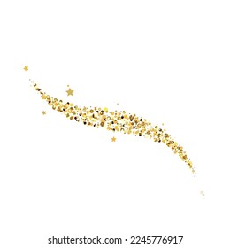 Fondo abstracto de la ola de brillo de oro vectorial, brillantes chispas doradas, elemento de diseño vip aislado sobre fondo blanco.