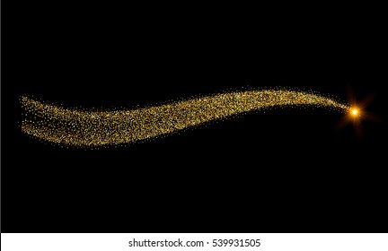 Vector gold glitter wave abstract background. 