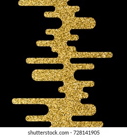 Vector gold glitter wave abstract background, golden sparkles on black background, vip design template.