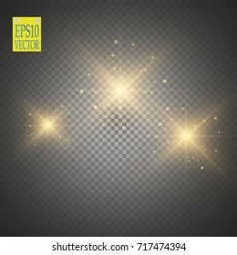 Vector gold glitter wave illustration. Gold star dust trail sparkling particles isolated on transparent background. Magic concept