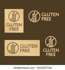 Vector Gold Gluten Free Logo Icons Isolated