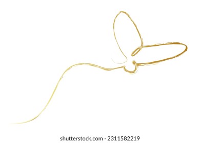 vector gold golden crayon or chalk effect line art single or one continuous fly butterfly 
