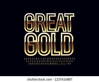 Vector Gold Great Font. Chic Glossy  Alphabet Letters, Numbers and Symbols.