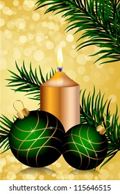 Vector gold and green christmas background