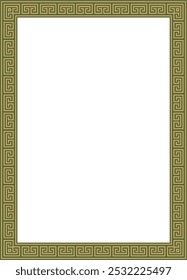 Vector gold with green classic Greek square ornament. Rectangle of Ancient Greece and Roman Empire. Byzantine painting of walls, floors and ceilings. Decoration of European palaces.
