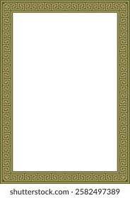 Vector gold with green classic Greek square ornament. Rectangle of Ancient Greece and Roman Empire. Byzantine painting of walls, floors and ceilings. Decoration of European palaces.
