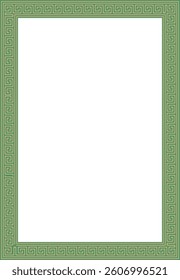 Vector gold with green classic Greek square ornament. Rectangle of Ancient Greece and Roman Empire. Byzantine painting of walls, floors and ceilings. Decoration of European palaces.
