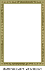 Vector gold with green classic Greek square ornament. Rectangle of Ancient Greece and Roman Empire. Byzantine painting of walls, floors and ceilings. Decoration of European palaces.
