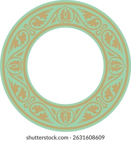 Ouro vetorial com ornamento byzantine clássico redondo verde. Círculo, anel, fronteira, Grécia Antiga, quadro do Império Romano do Leste. Decoração da Igreja Ortodoxa Russa
