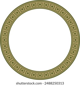 Vector gold with green round Egyptian ornament. Circle, frame, ring of ancient Egypt.Pattern of lotus flowers and sun
