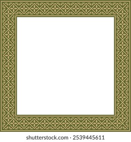 Vector gold with green square classic renaissance ornament. Rectangle, european border, revival style frame
