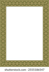 Vector gold with green square classic renaissance ornament. Rectangle, european border, revival style frame
