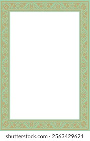 Vector gold with green square classic byzantine ornament. Rectangle, border, Ancient Greece, Eastern Roman Empire frame. Decoration of the Russian Orthodox Church
