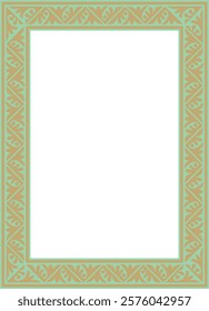 Vector gold with green square classic byzantine ornament. Rectangle, border, Ancient Greece, Eastern Roman Empire frame. Decoration of the Russian Orthodox Church
