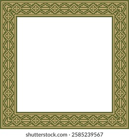 Vector gold with green square classic renaissance ornament. Rectangle, european border, revival style frame
