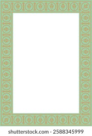 Vector gold with green square classic byzantine ornament. Rectangle, border, Ancient Greece, Eastern Roman Empire frame. Decoration of the Russian Orthodox Church
