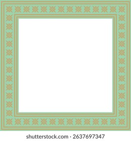 Vector gold with green square classic byzantine ornament. Rectangle, border, Ancient Greece, Eastern Roman Empire frame. Decoration of the Russian Orthodox Church
