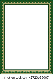 Ouro vetorial com ornamento clássico bizantino quadrado verde. Retângulo, fronteira, Grécia Antiga, quadro Império Romano do Leste. Decoração da Igreja Ortodoxa Russa
