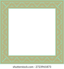 Ouro vetorial com ornamento clássico bizantino quadrado verde. Retângulo, fronteira, Grécia Antiga, quadro Império Romano do Leste. Decoração da Igreja Ortodoxa Russa

