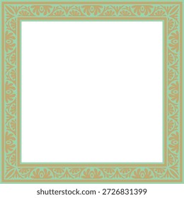 Ouro vetorial com ornamento clássico bizantino quadrado verde. Retângulo, fronteira, Grécia Antiga, quadro Império Romano do Leste. Decoração da Igreja Ortodoxa Russa
