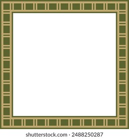 Vector gold with green square Egyptian ornament. Rectangle, frame, ancient Egypt.Pattern of lotus flowers and sun
