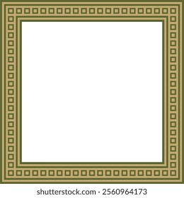 Vector gold with green square Egyptian ornament. Rectangle, frame, ancient Egypt.Pattern of lotus flowers and sun
