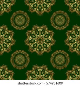 Vector gold grill on a green background. Beautiful artdeco template with elements in gold gradient. Golden abstract geometric seamless pattern. Art deco style, trendy vintage design element.