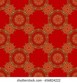 Vector gold grill on a red background. Golden abstract geometric seamless pattern. Art deco style, trendy vintage design element. Beautiful artdeco template with elements in gold gradient.