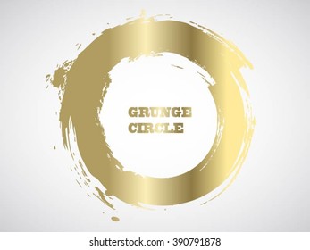 Vector gold grunge circle.Grunge round shape.