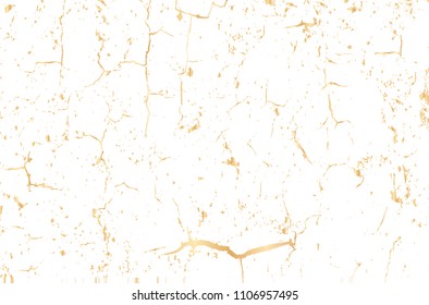Vector gold grunge texture. Patina scratch golden elements. Trendy marble background for design, party, invitation, web, banner, birthday, wedding card.