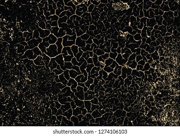 Vector gold grunge texture. Patina scratch golden elements. Trendy background for design, party, invitation, web, banner, birthday, wedding card. 