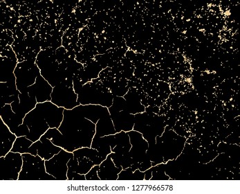 Vector gold grunge texture. Patina scratch golden elements. Trendy background for design, party, invitation, web, banner, birthday, wedding card. 