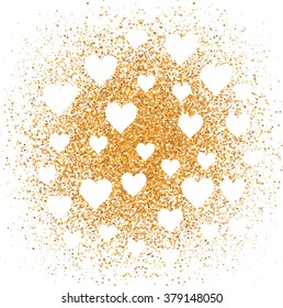 Vector gold heart pattern. Abstract geometric background.